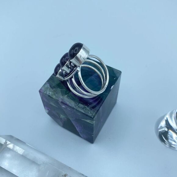 Amethyst Gemstone Sterling Silver Boho Ring Size 7.5 - Picture 3 of 6